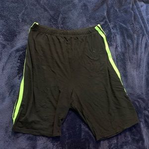 Black and neon green biker shorts